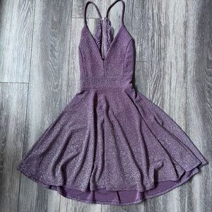 Purple Glitter HOCO Party Dress